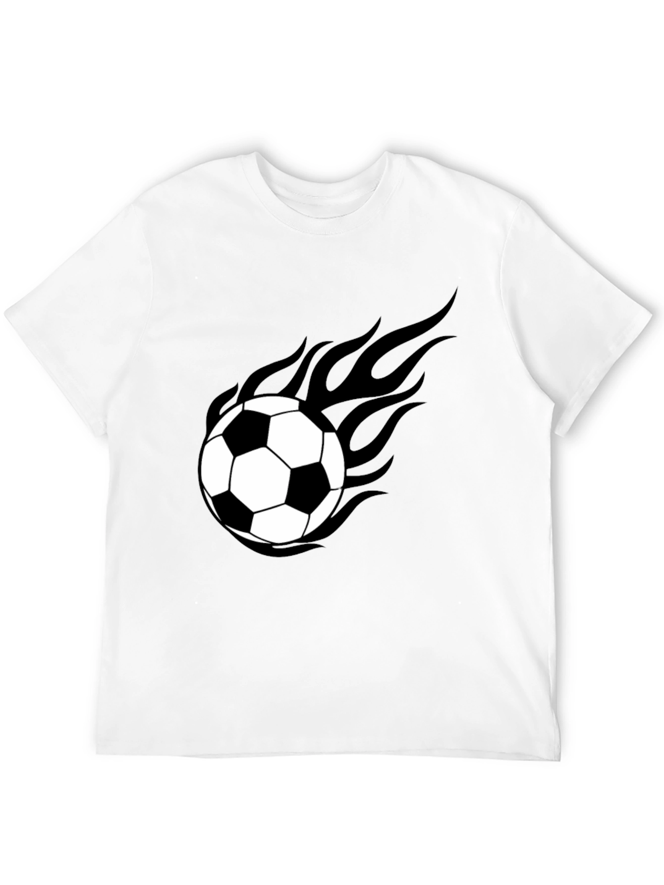 Flaming Soccer Ball Graphic Tee - Black