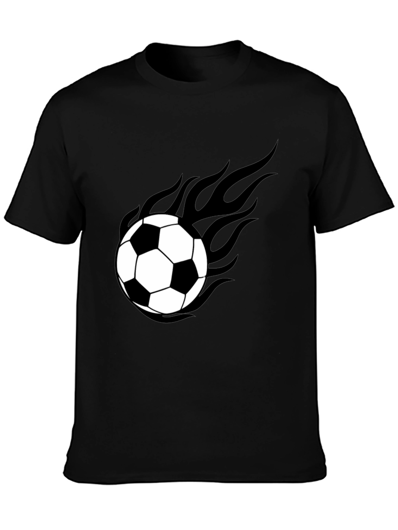 Flaming Soccer Ball Graphic Tee - Black