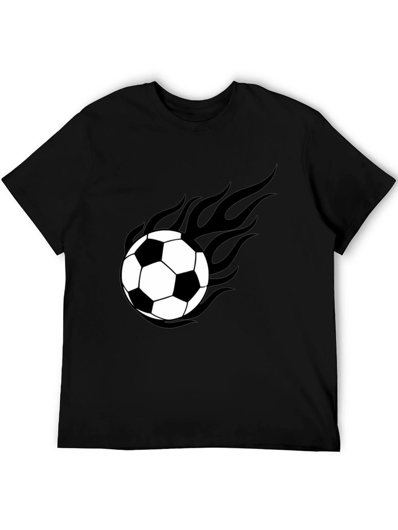 Flaming Soccer Ball Graphic Tee - Black