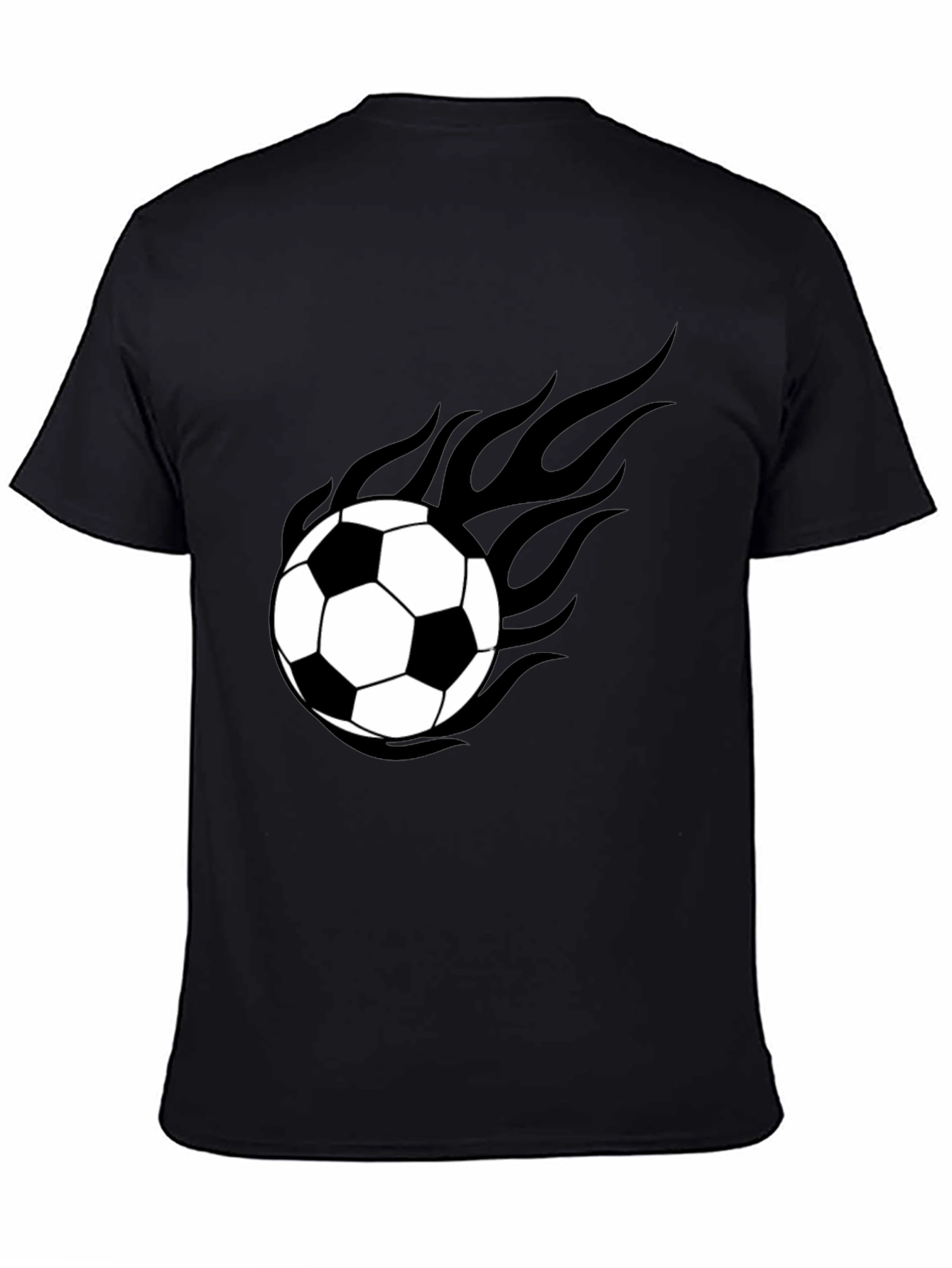 Flaming Soccer Ball Graphic Tee - Black