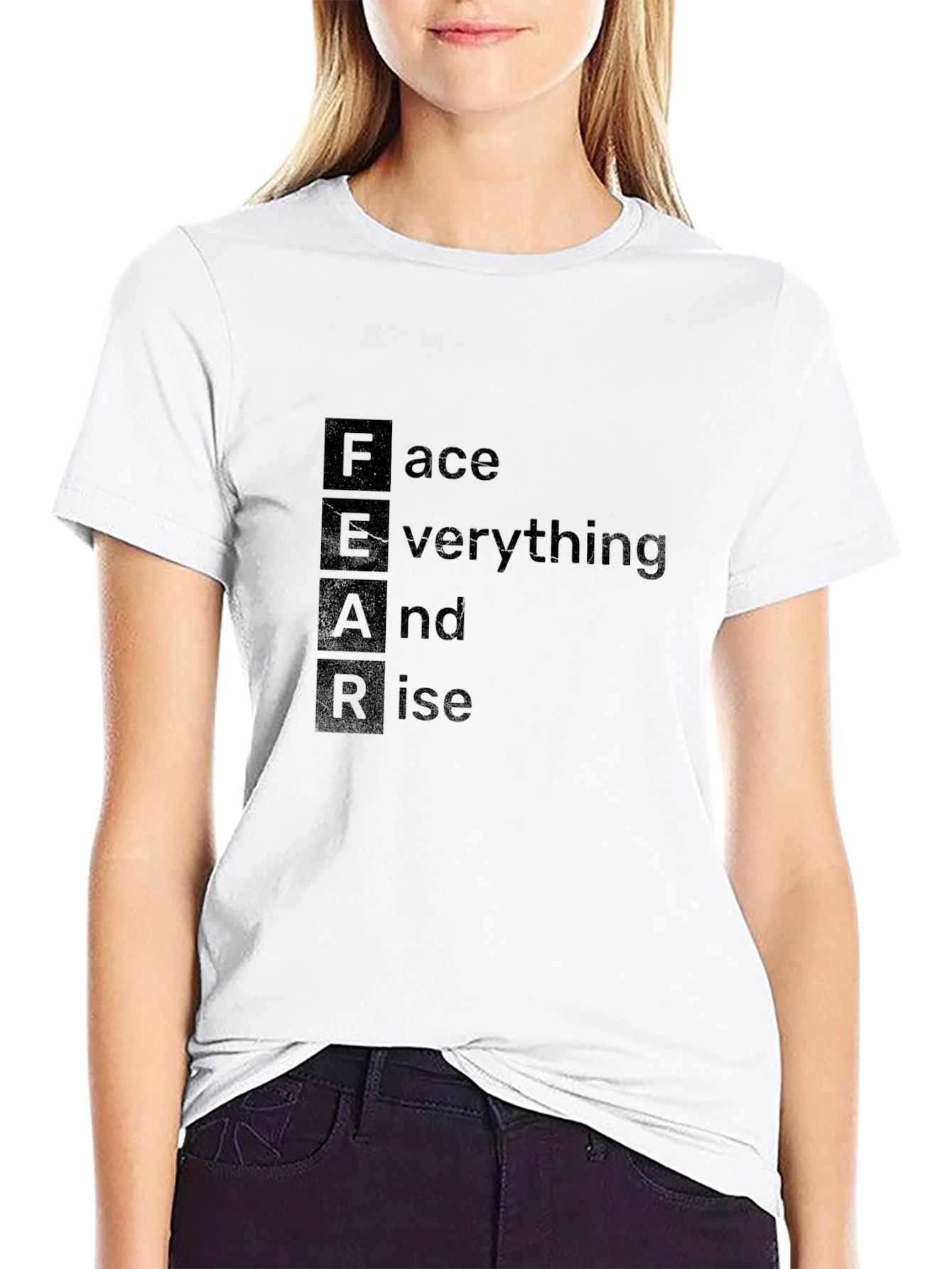 FEAR Face Everything Motivational Black T-Shirt