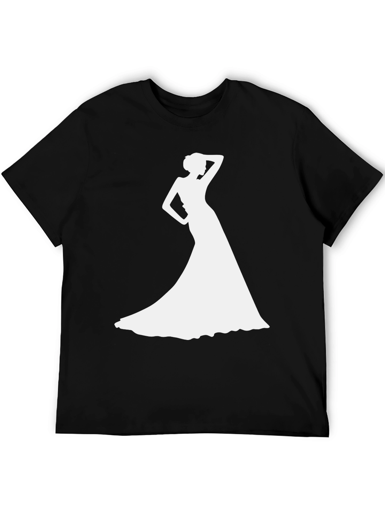 Elegant Woman Silhouette Black T-Shirt