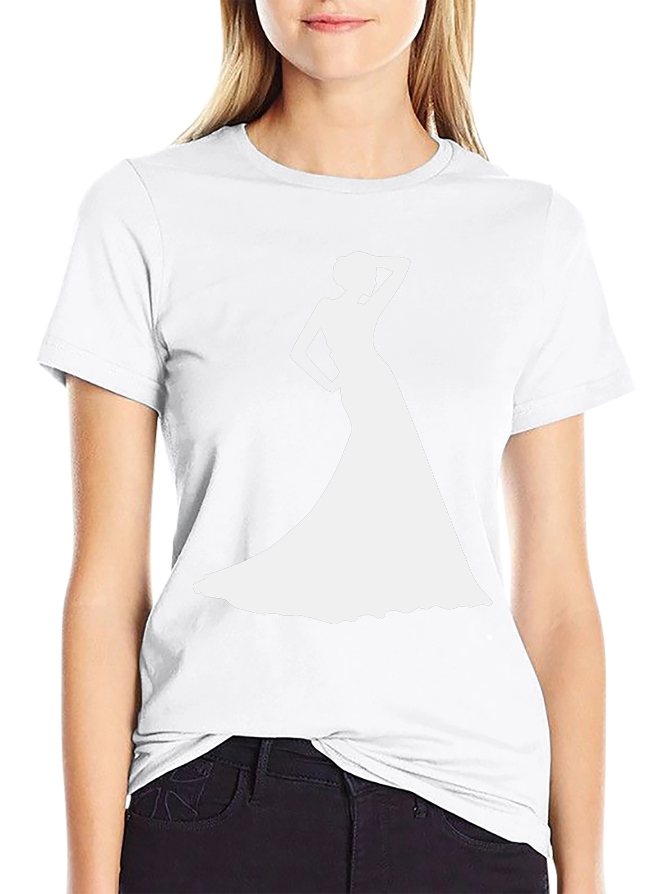 Elegant Woman Silhouette Black T-Shirt