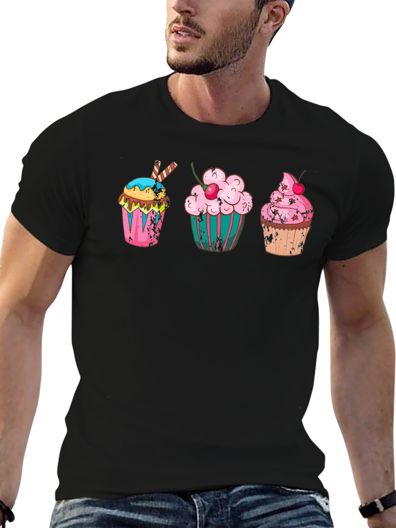 Cupcake Graphic Print T-Shirt - Quirky Design