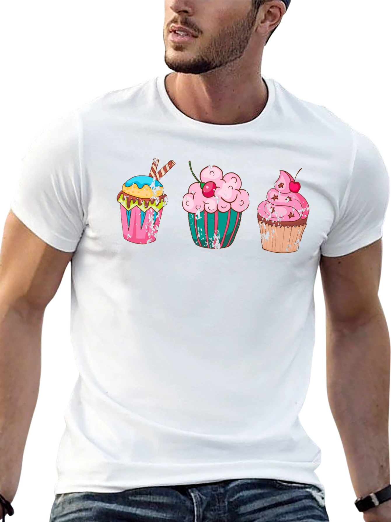 Cupcake Graphic Print T-Shirt - Quirky Design