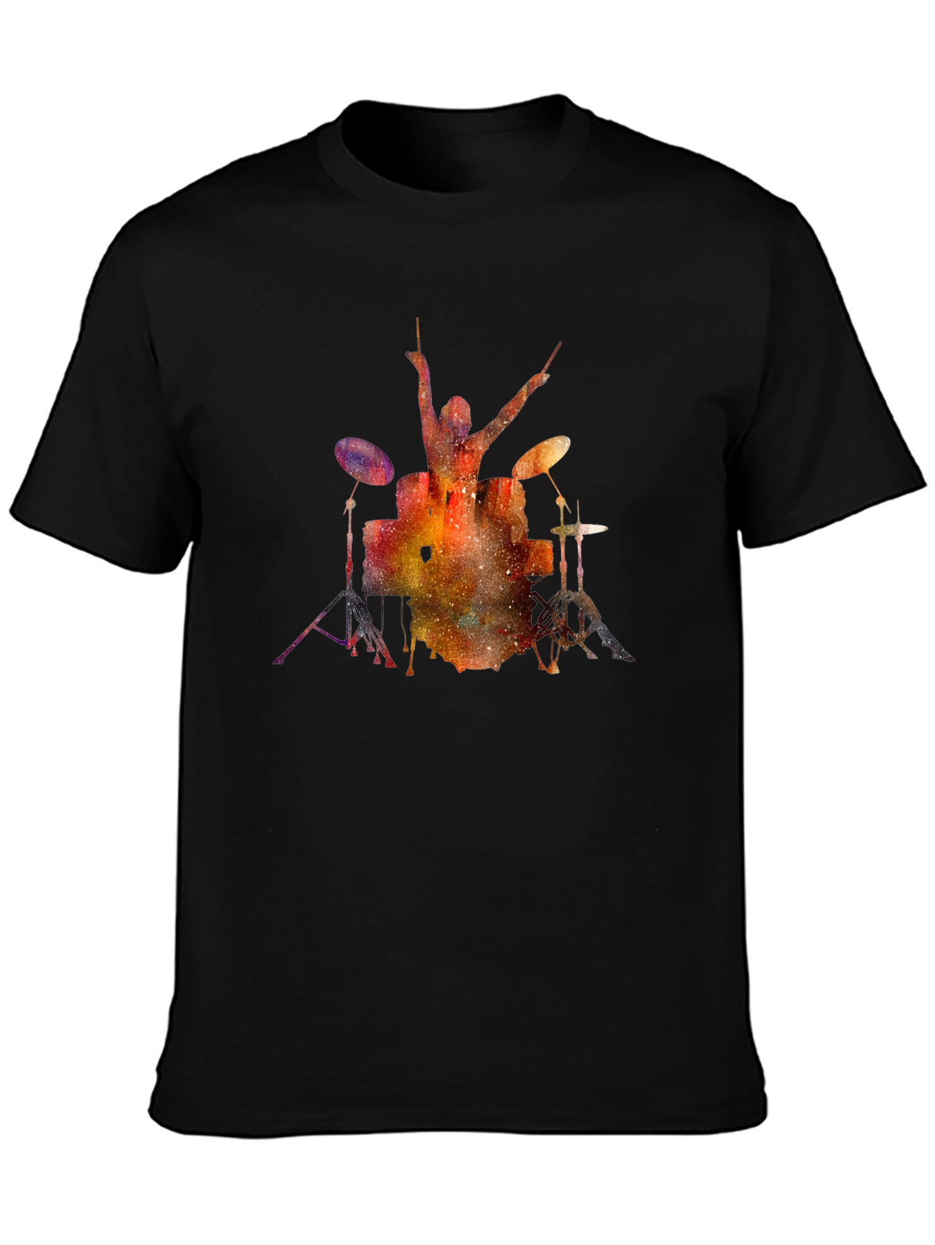 Cosmic Drummer T-Shirt - Black Cotton Tee