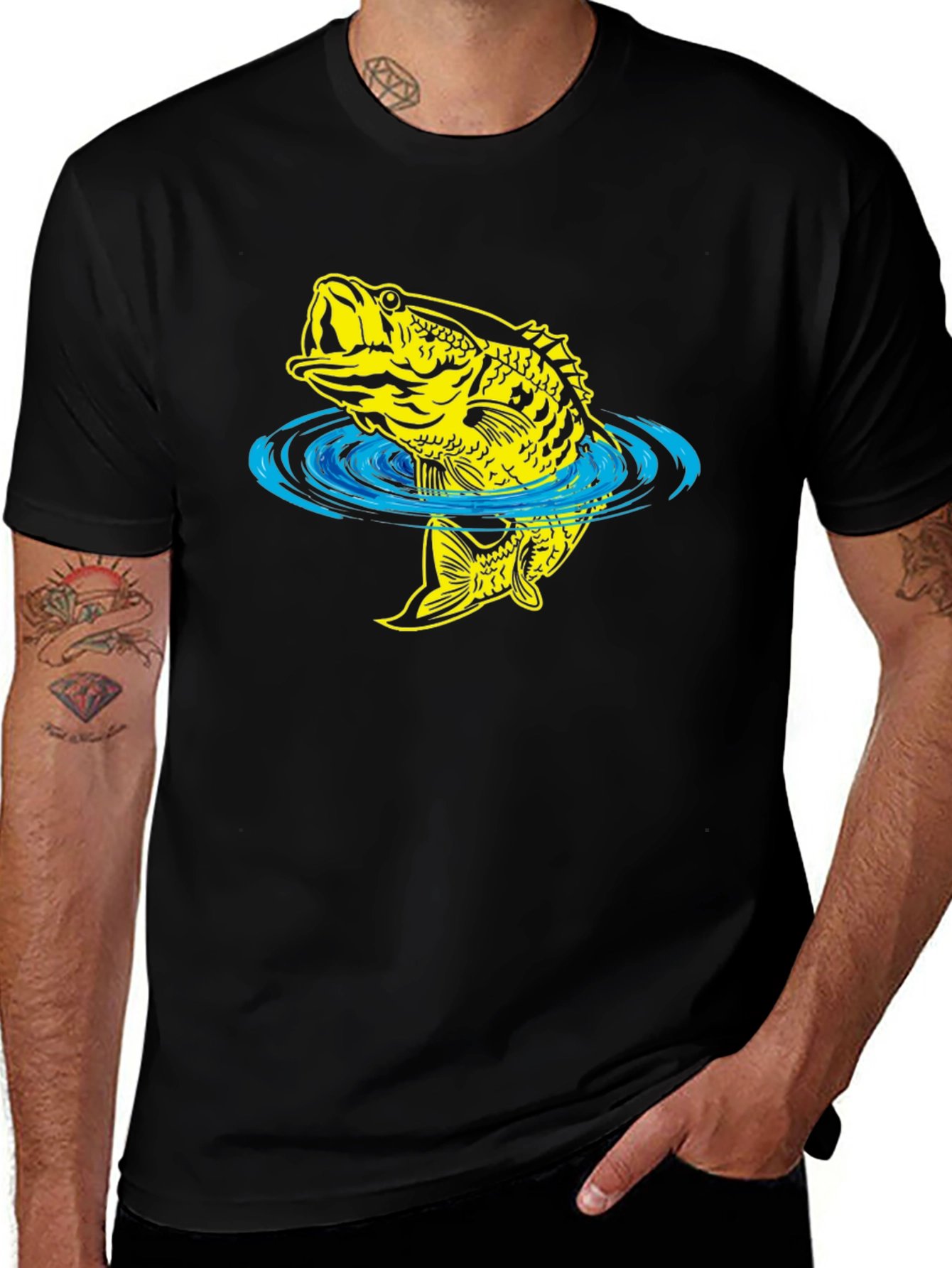 Bass Fish Graphic Tee - Fishing T-Shirt