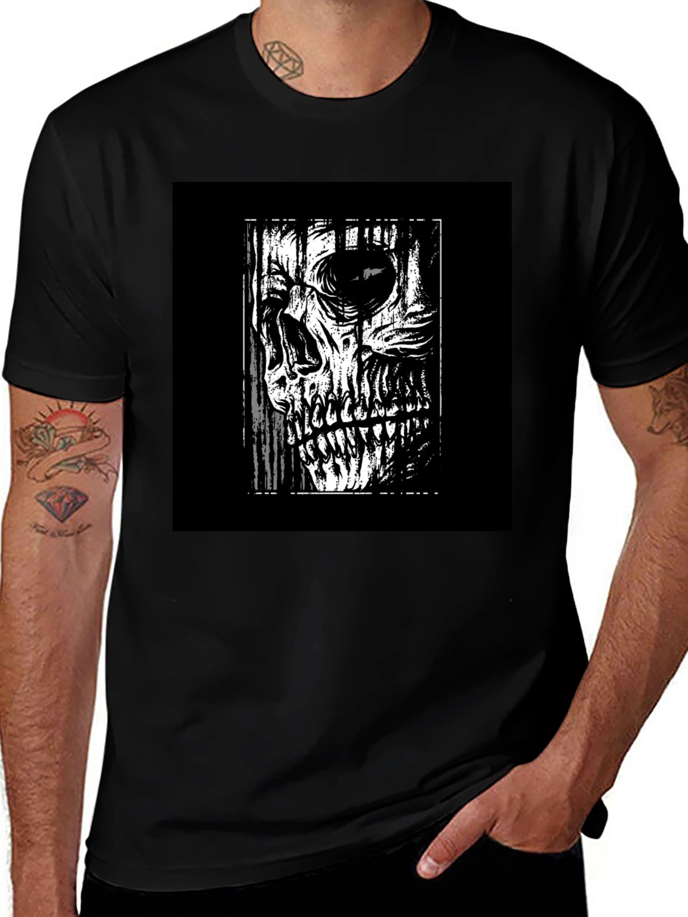 Skull Graphic Print Black T-Shirt