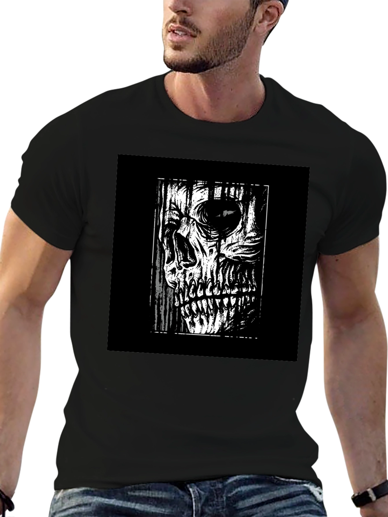 Skull Graphic Print Black T-Shirt