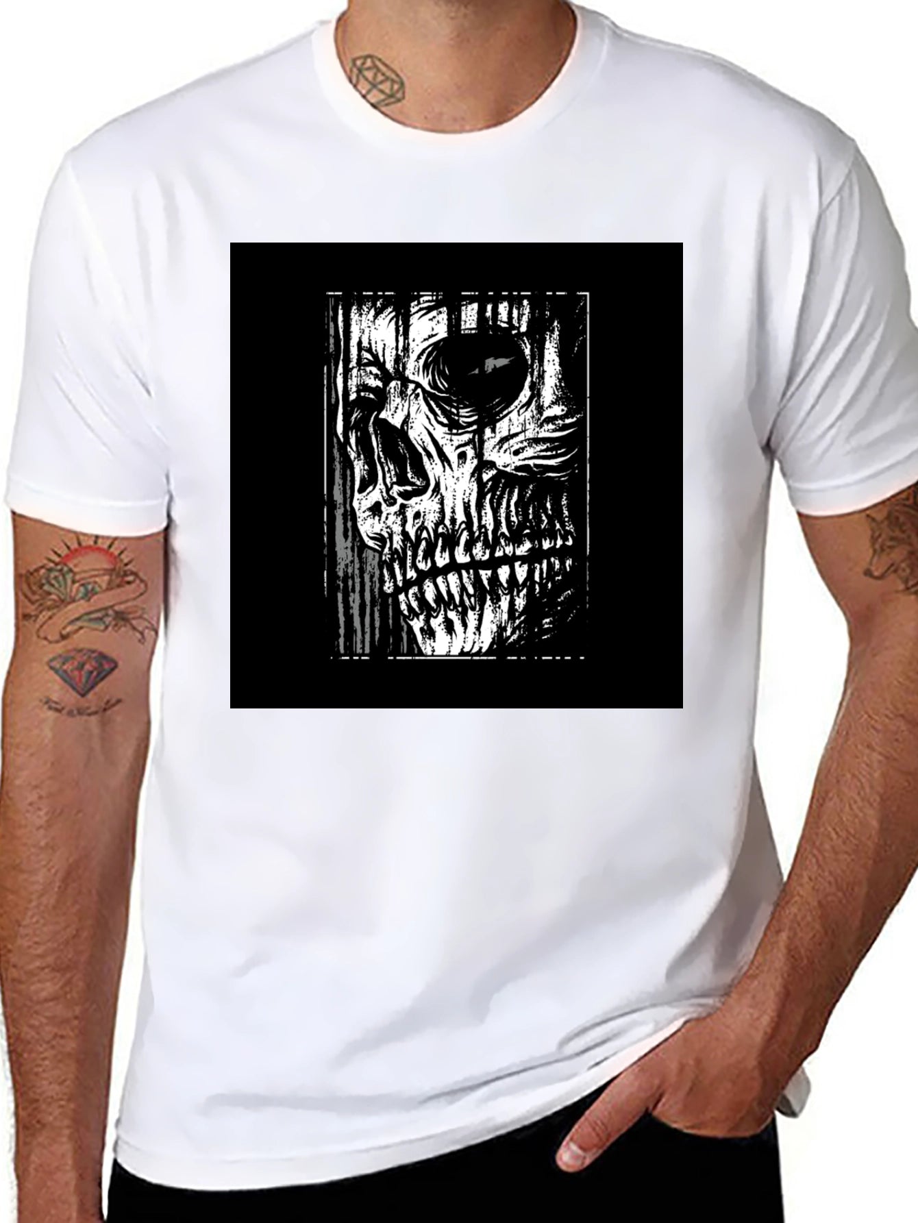 Skull Graphic Print Black T-Shirt