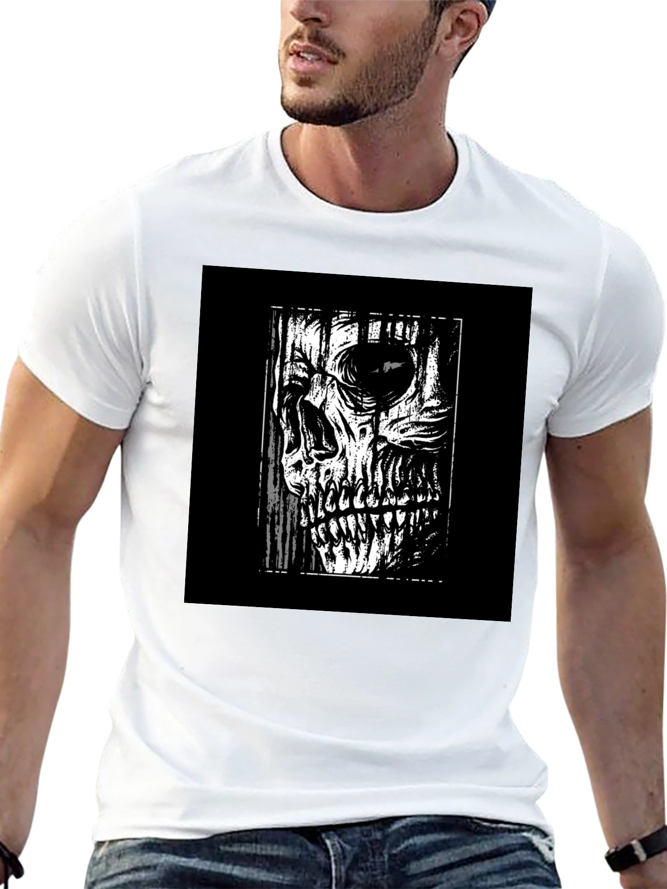 Skull Graphic Print Black T-Shirt