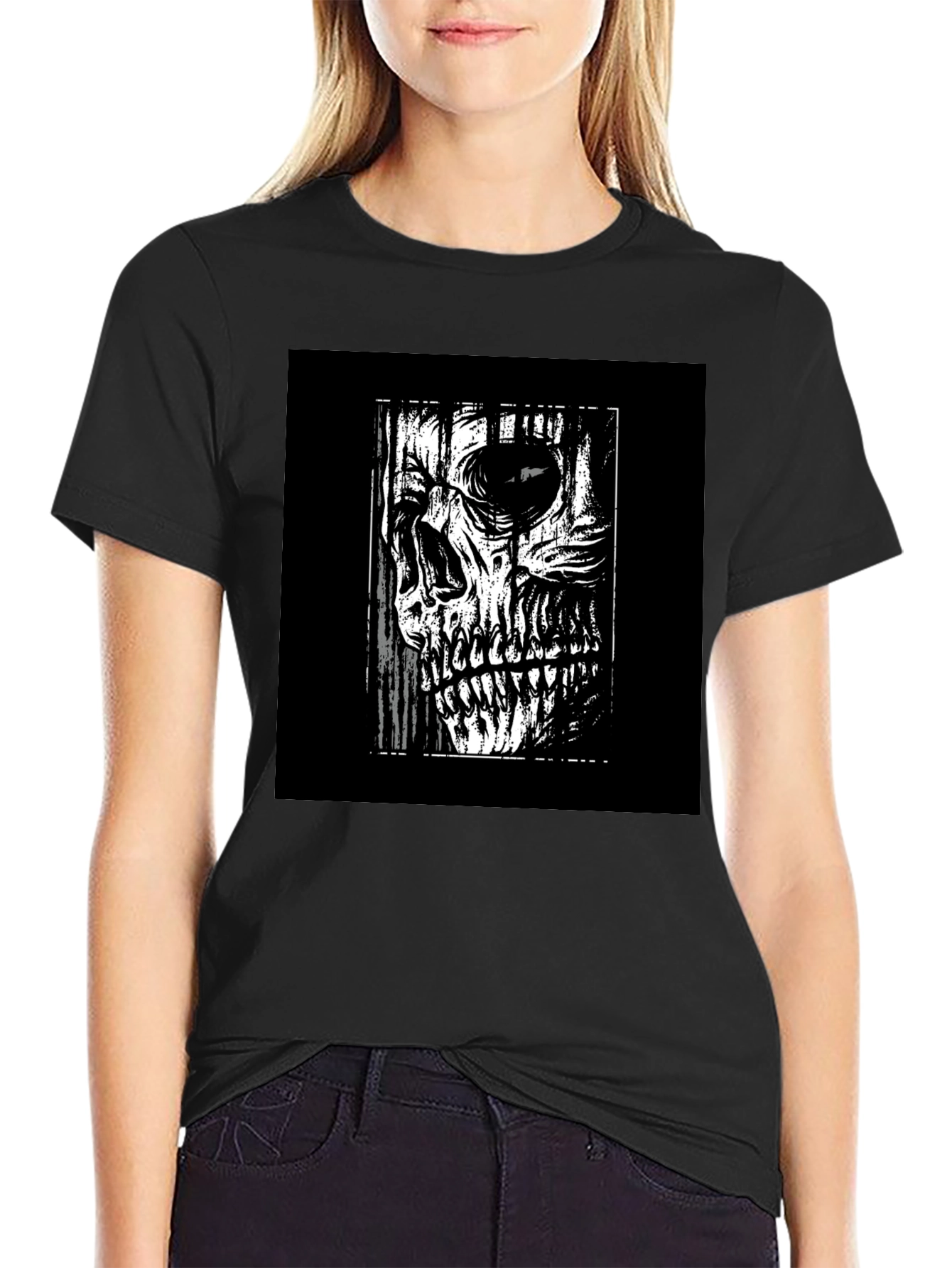 Skull Graphic Print Black T-Shirt