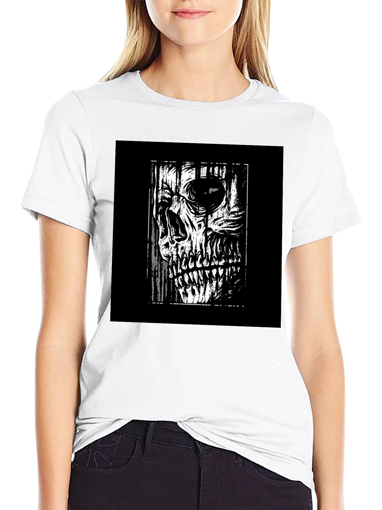 Skull Graphic Print Black T-Shirt