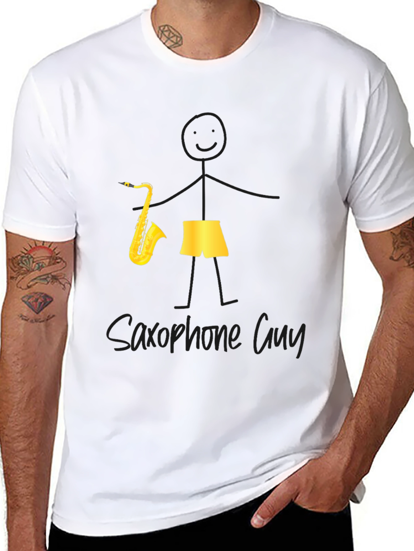 Saxophone Guy Graphic Tee - Black T-Shirt