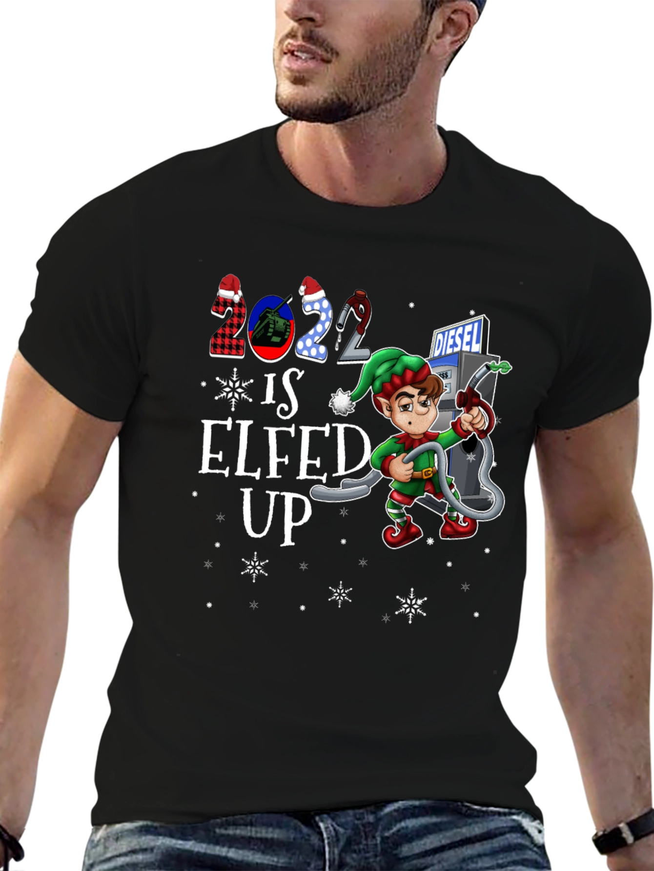 Elfed Up Diesel T-Shirt - Christmas Holiday Tee