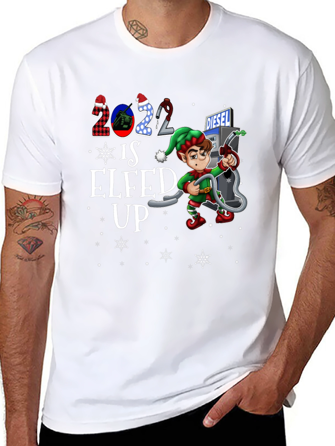 Elfed Up Diesel T-Shirt - Christmas Holiday Tee