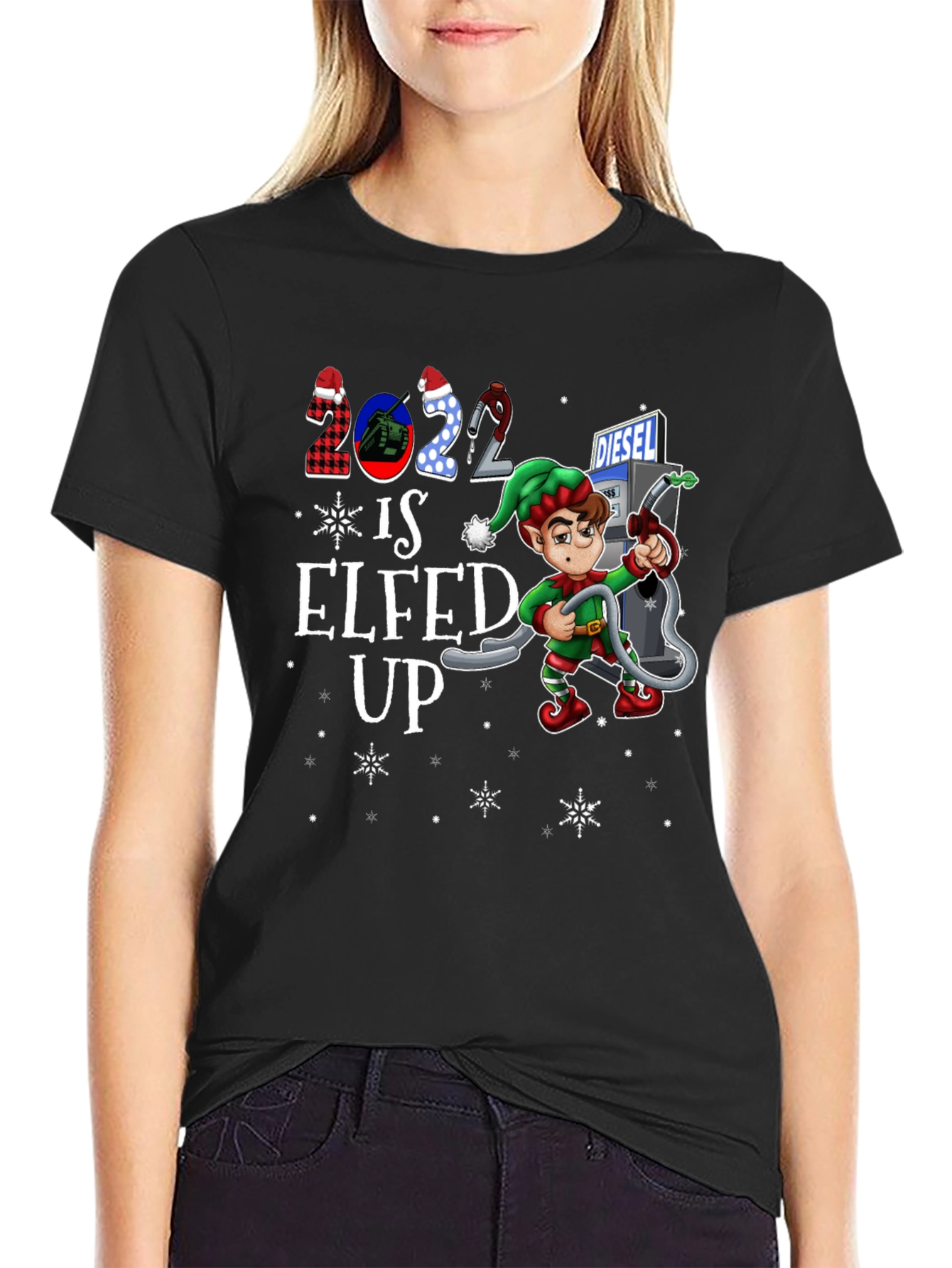 Elfed Up Diesel T-Shirt - Christmas Holiday Tee