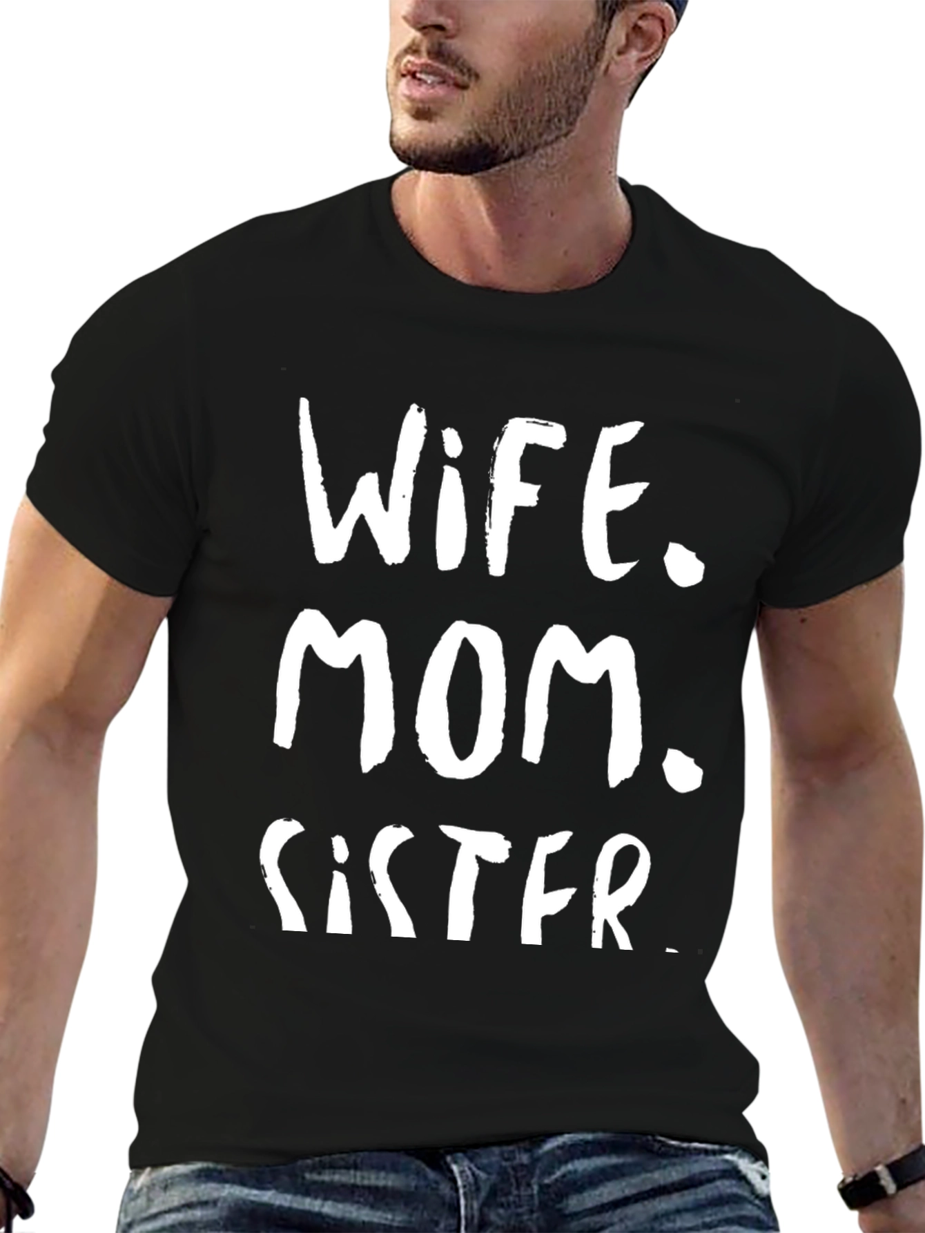 Wife Mom Sister Graphic Tee - Black T-Shirt