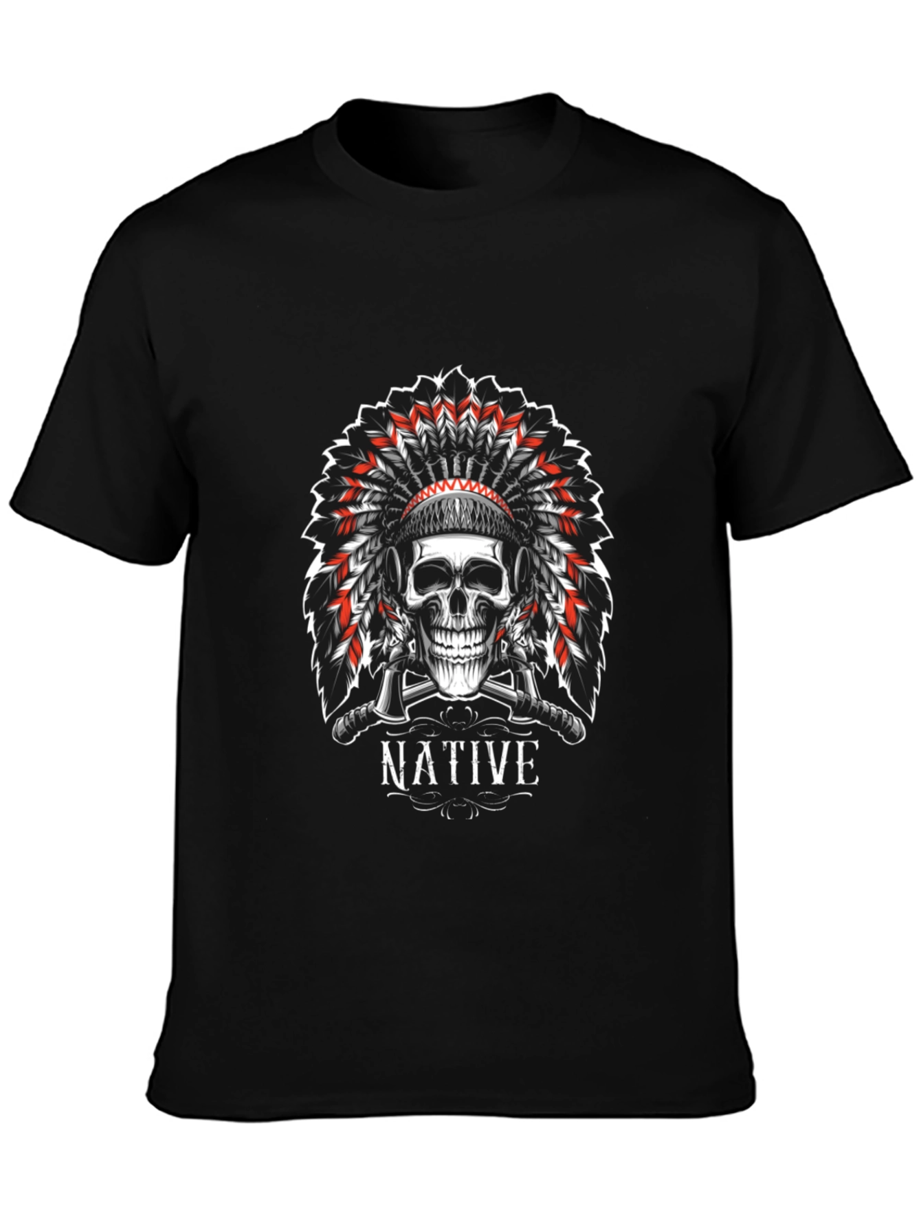 Native Skull Graphic Tee - Black