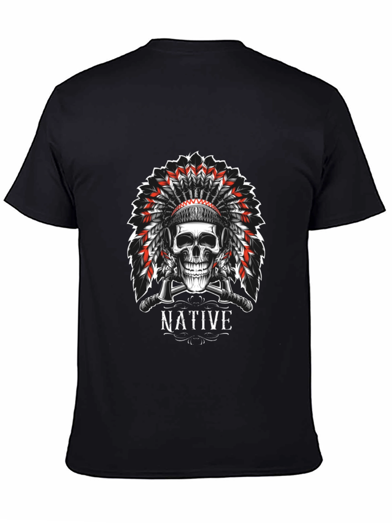 Native Skull Graphic Tee - Black
