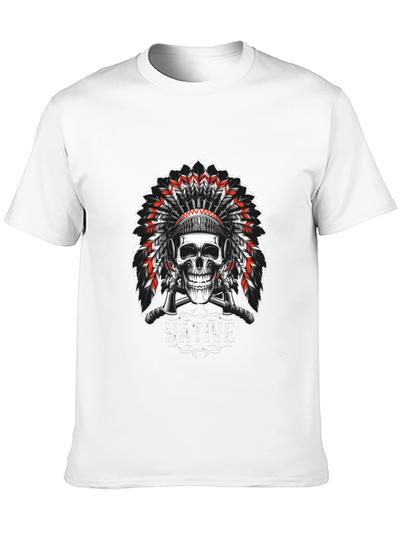 Native Skull Graphic Tee - Black