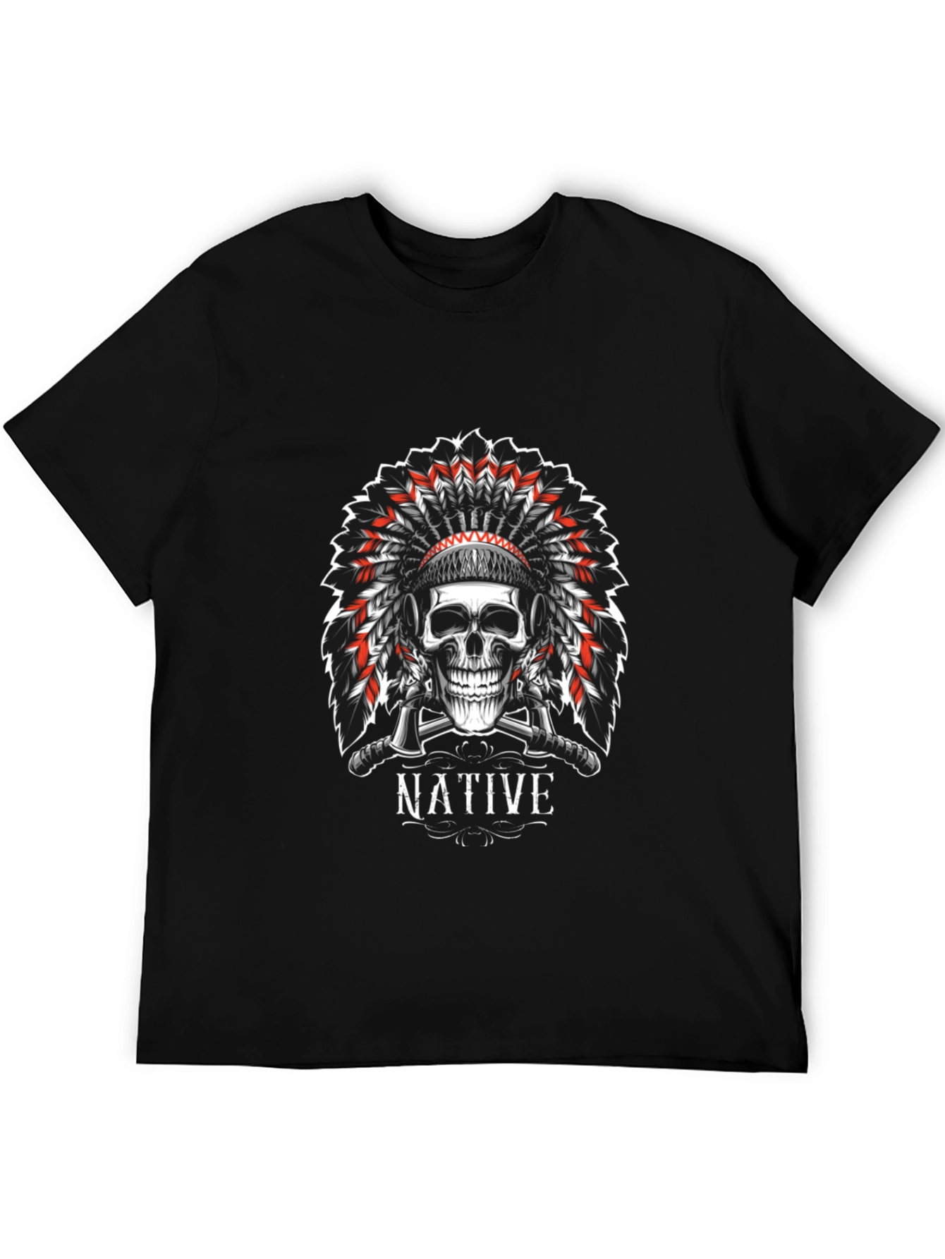 Native Skull Graphic Tee - Black