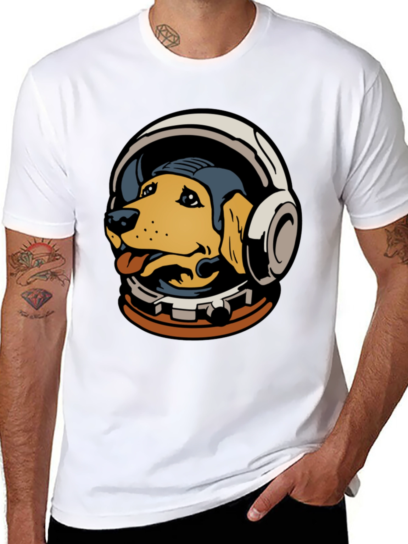 Astronaut Dog Graphic Tee - Black