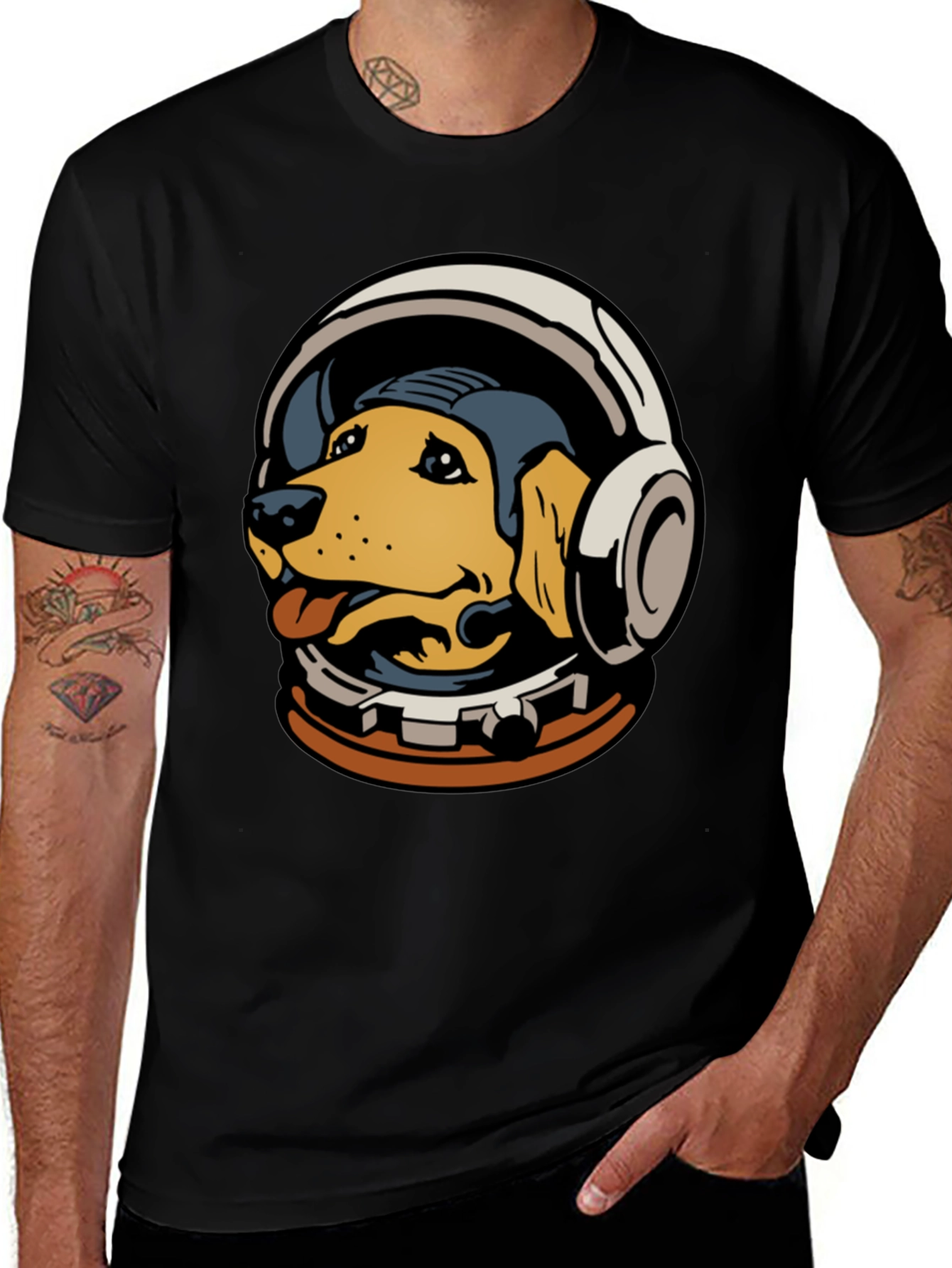 Astronaut Dog Graphic Tee - Black