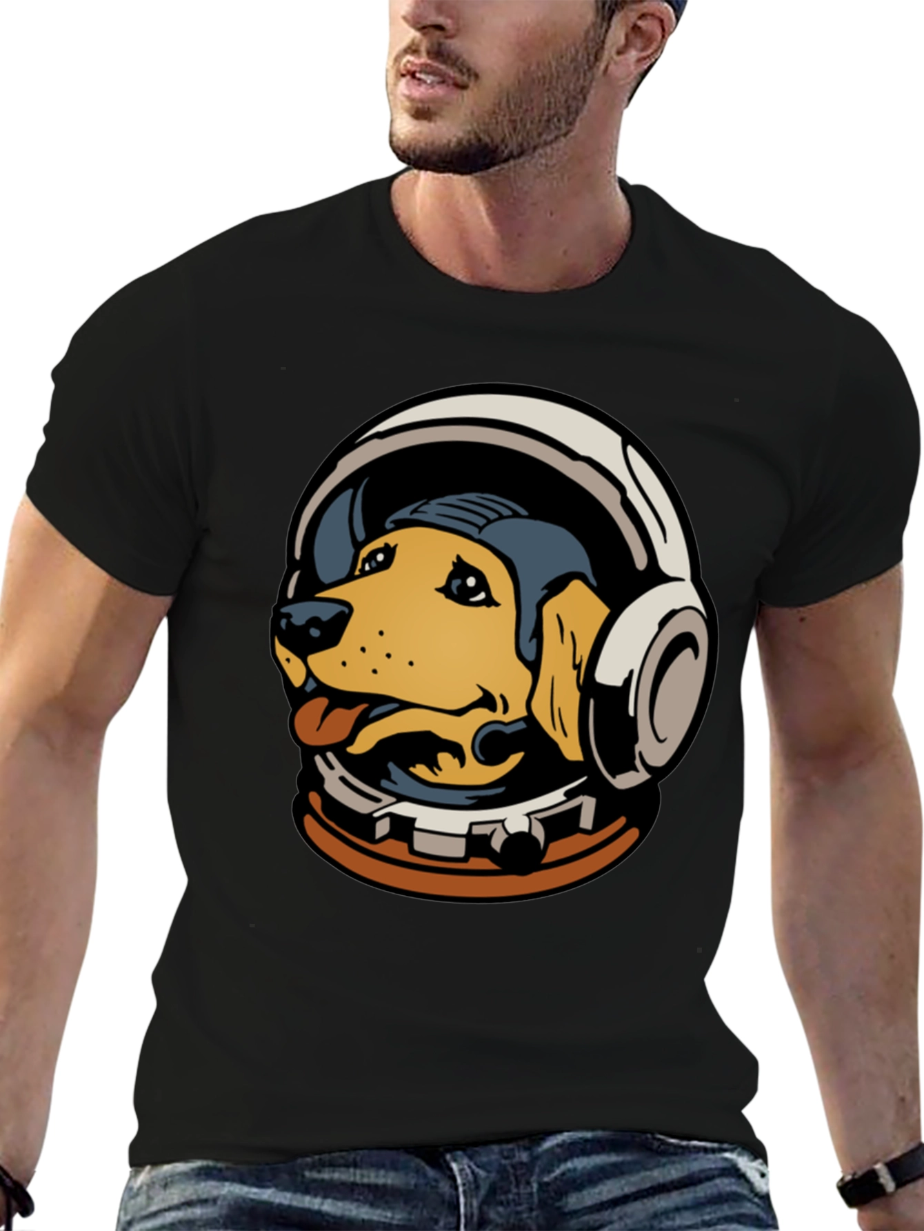 Astronaut Dog Graphic Tee - Black