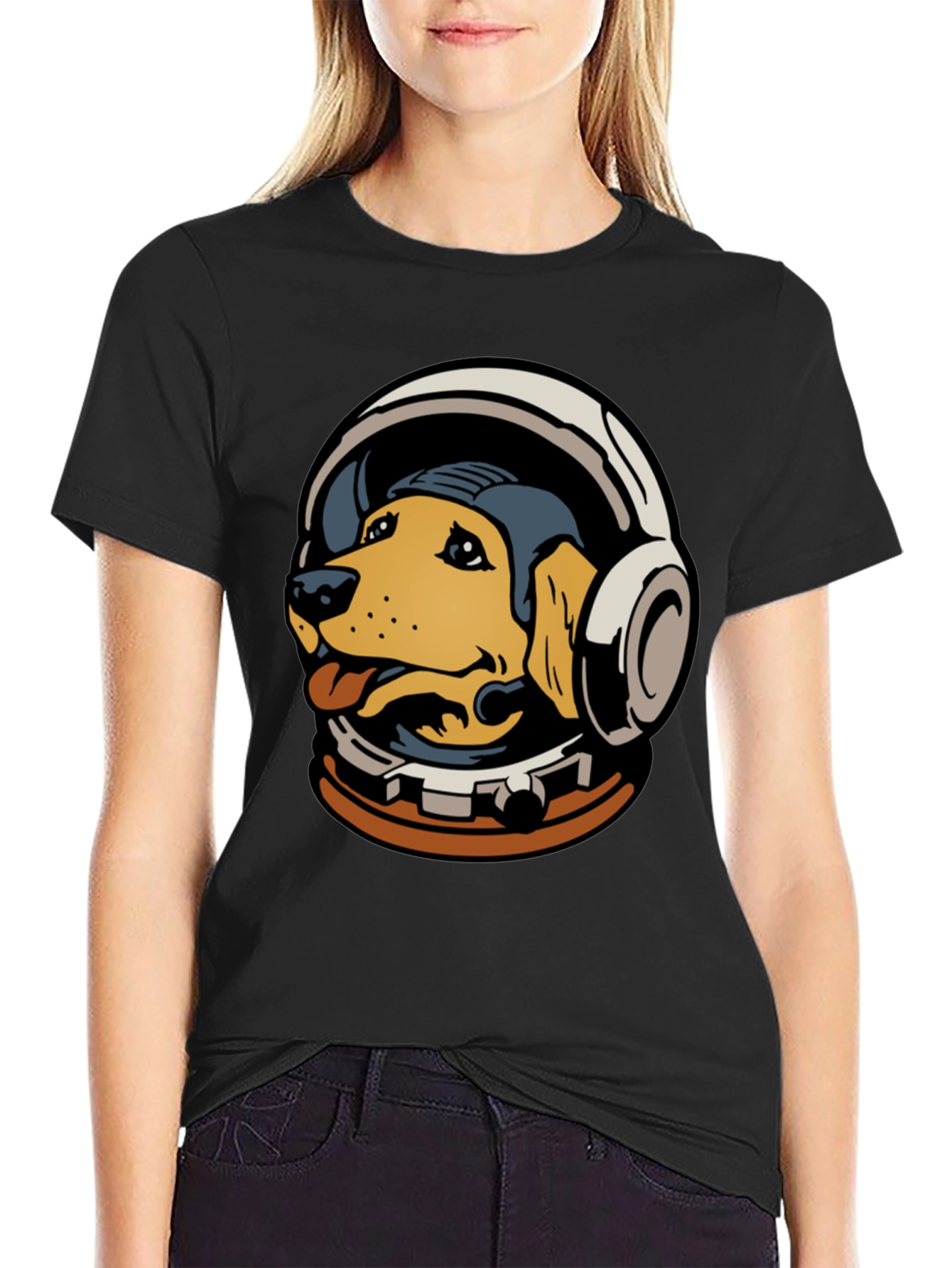 Astronaut Dog Graphic Tee - Black