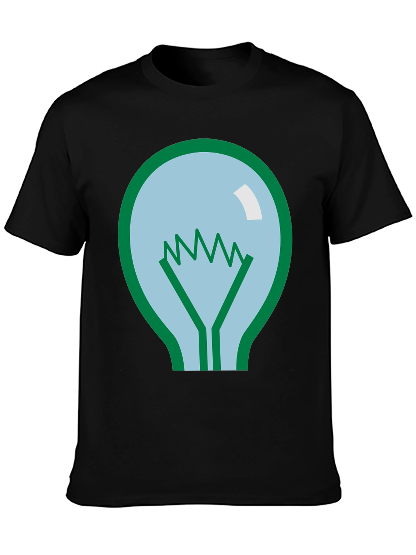 Lightbulb Graphic Tee - Black Cotton Casual Shirt