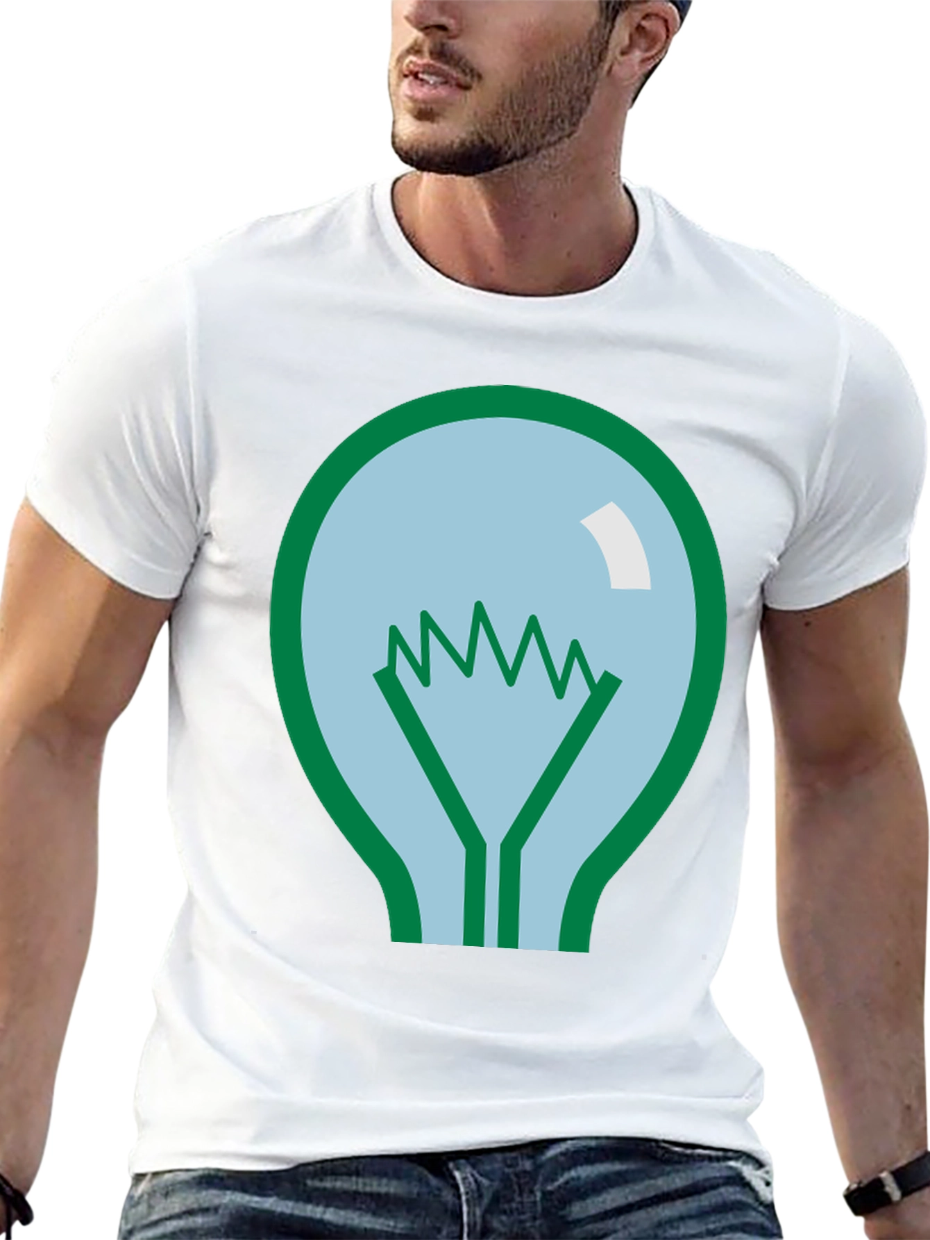 Lightbulb Graphic Tee - Black Cotton Casual Shirt