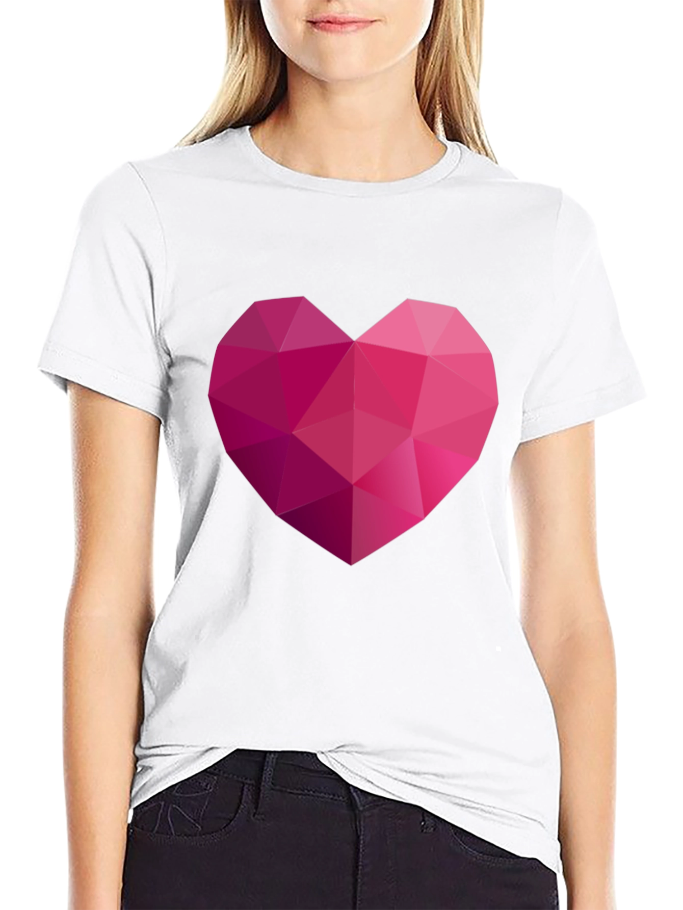 Geometric Heart Graphic Black T-Shirt