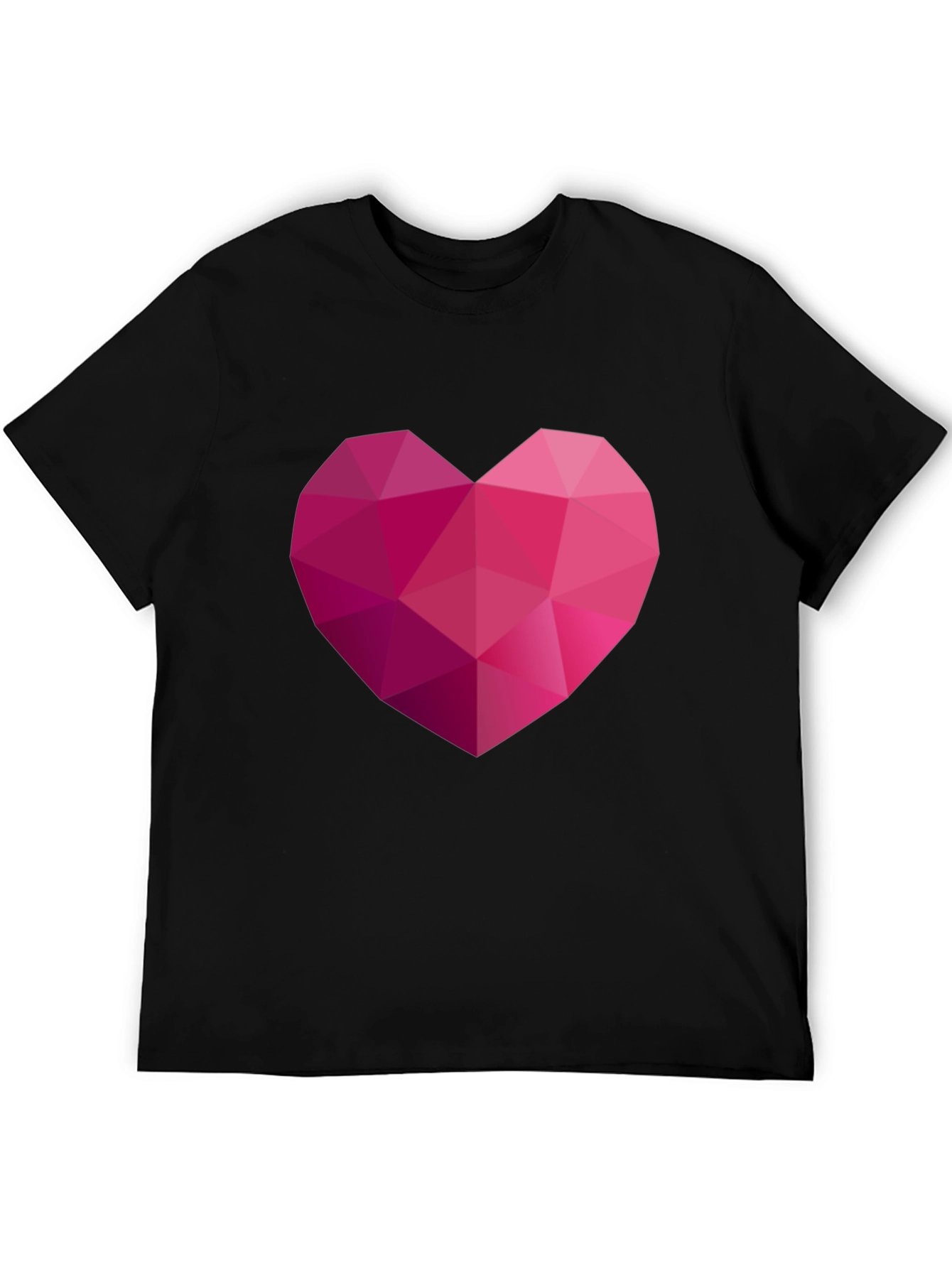 Geometric Heart Graphic Black T-Shirt