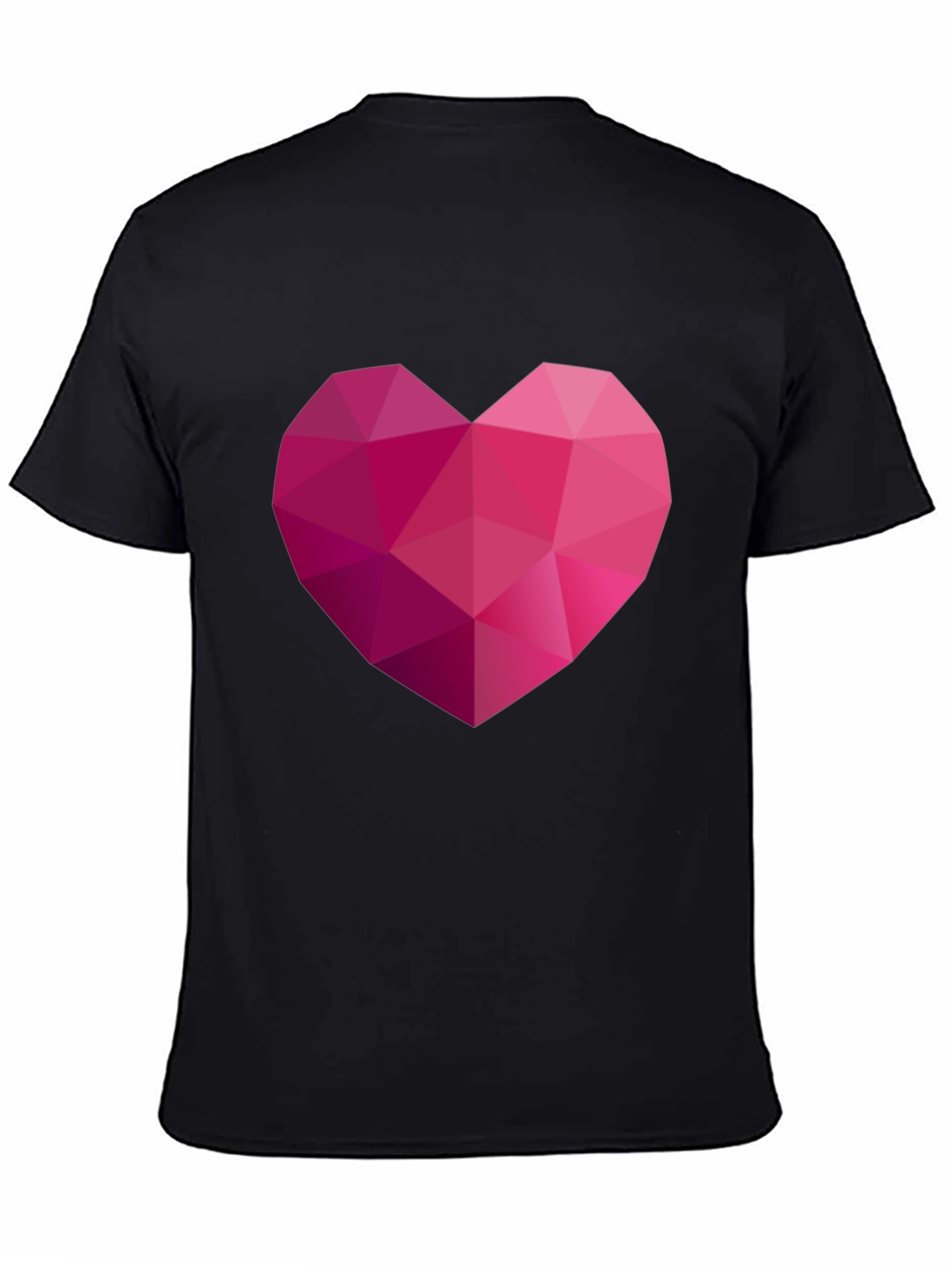 Geometric Heart Graphic Black T-Shirt