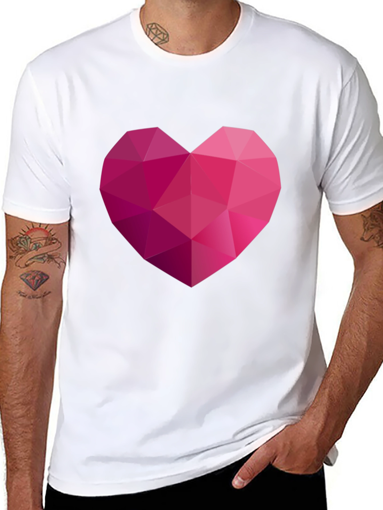Geometric Heart Graphic Black T-Shirt