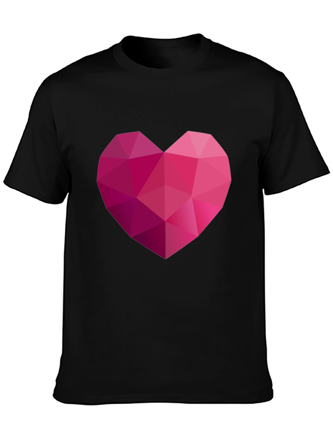 Geometric Heart Graphic Black T-Shirt