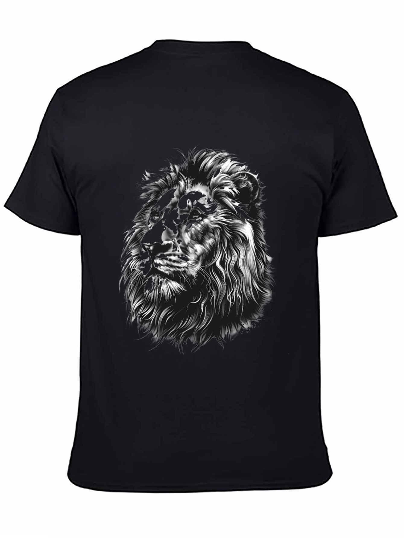 Lion Graphic Tee - Black Crew Neck T-Shirt