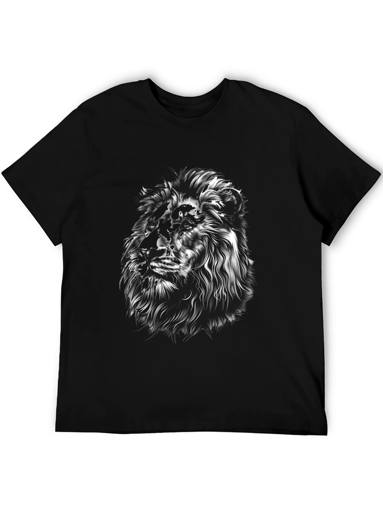 Lion Graphic Tee - Black Crew Neck T-Shirt
