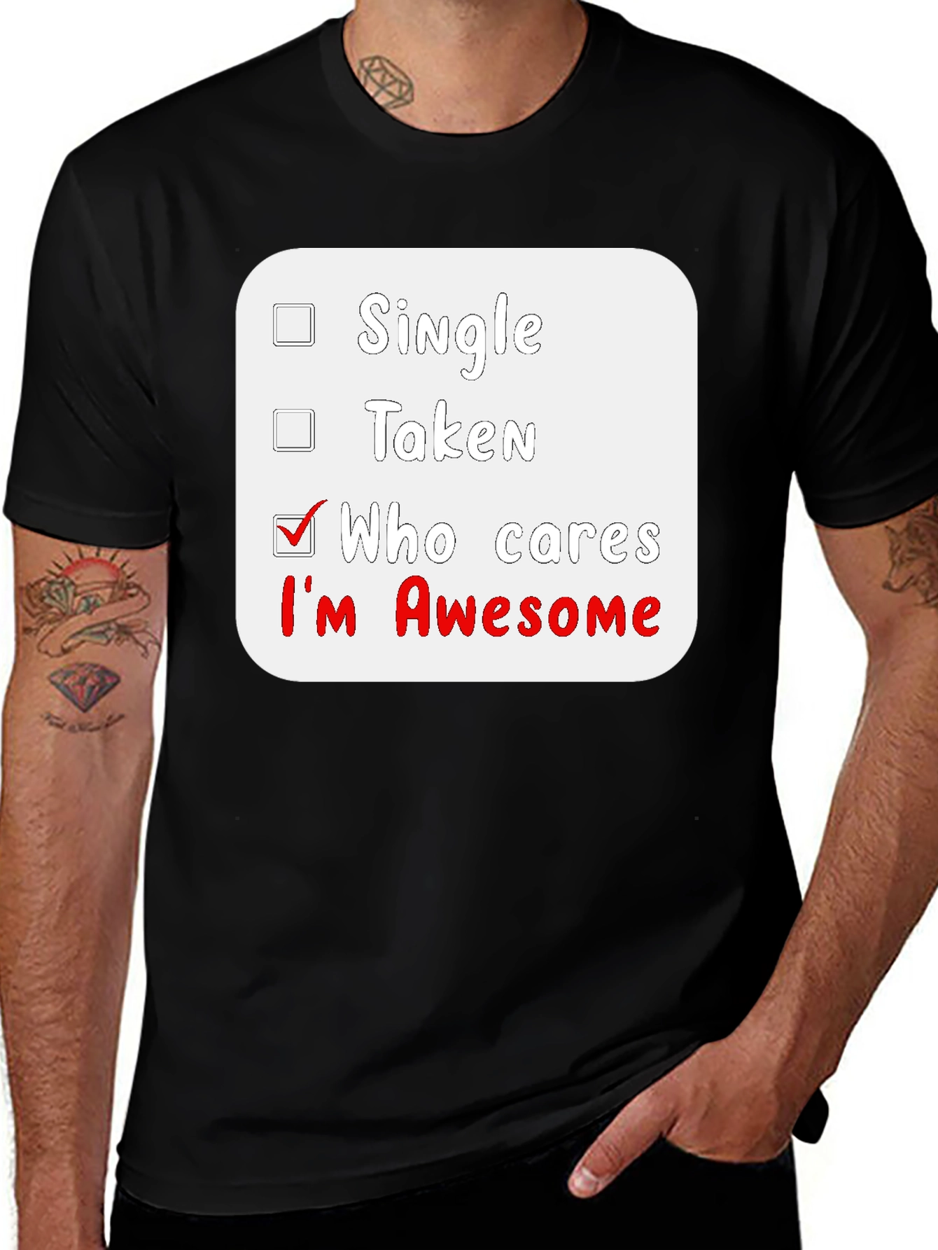 Who Cares Im Awesome Black T-Shirt