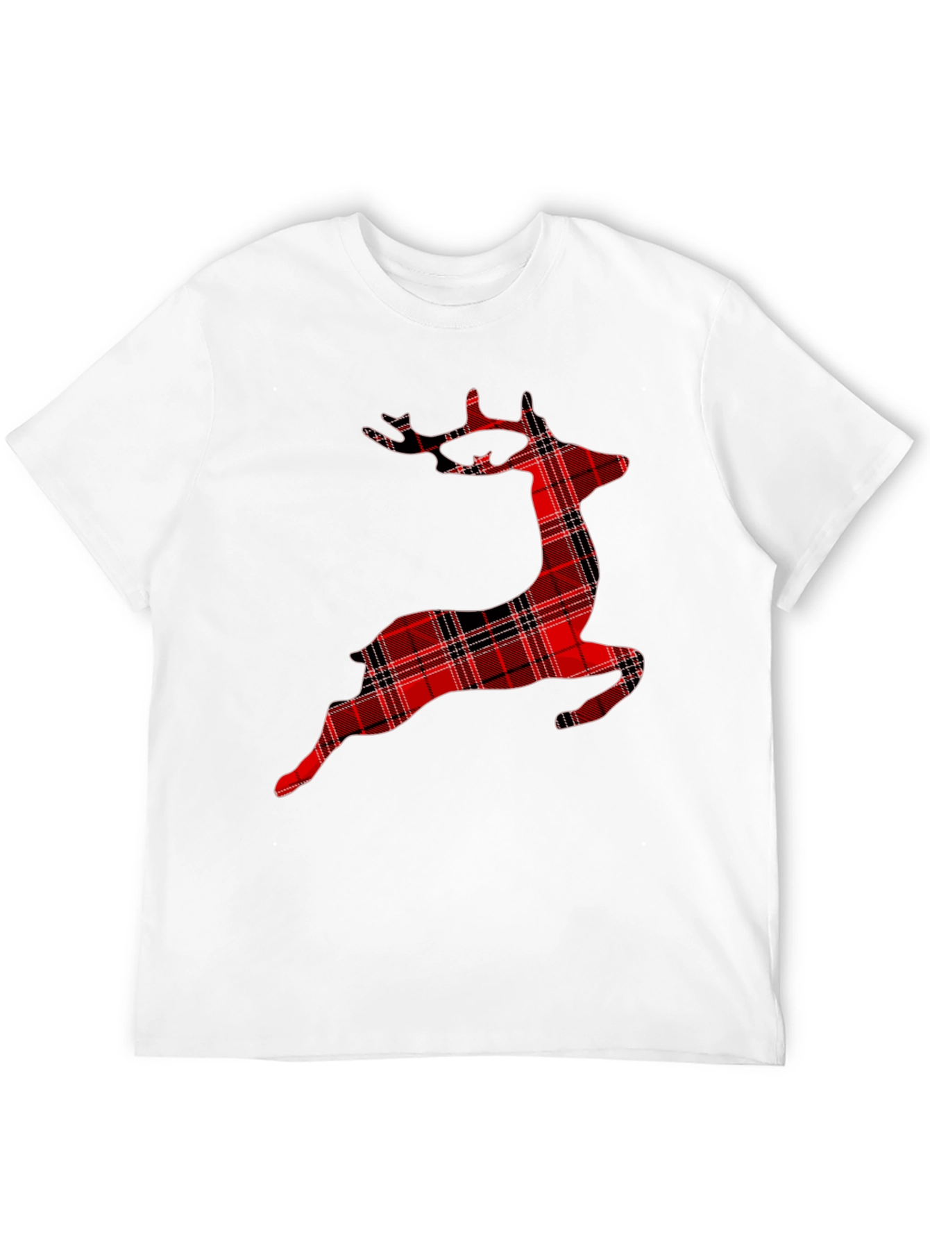 Red Plaid Reindeer Graphic T-Shirt