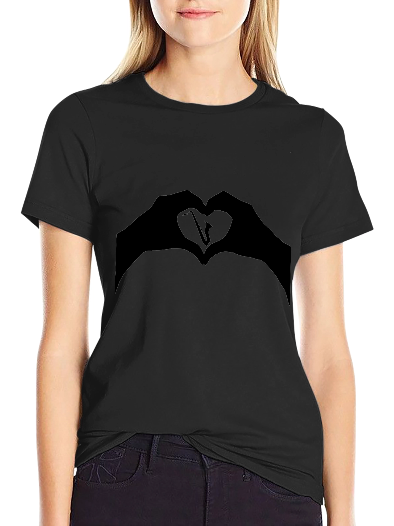Saxophone Heart Hands Graphic T-Shirt