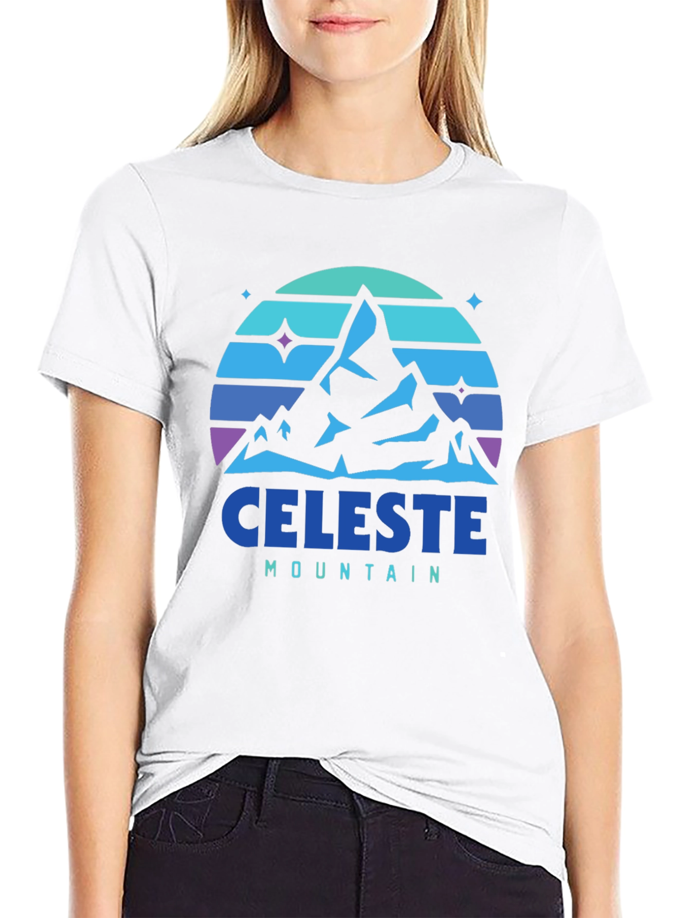 Celeste Mountain Graphic Tee - Black Cotton Comfort