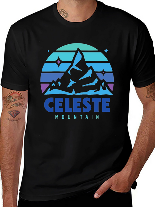 Celeste Mountain Graphic Tee - Black Cotton Comfort