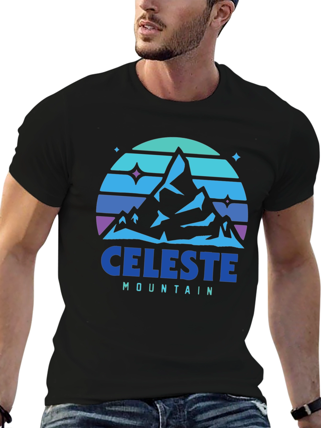 Celeste Mountain Graphic Tee - Black Cotton Comfort