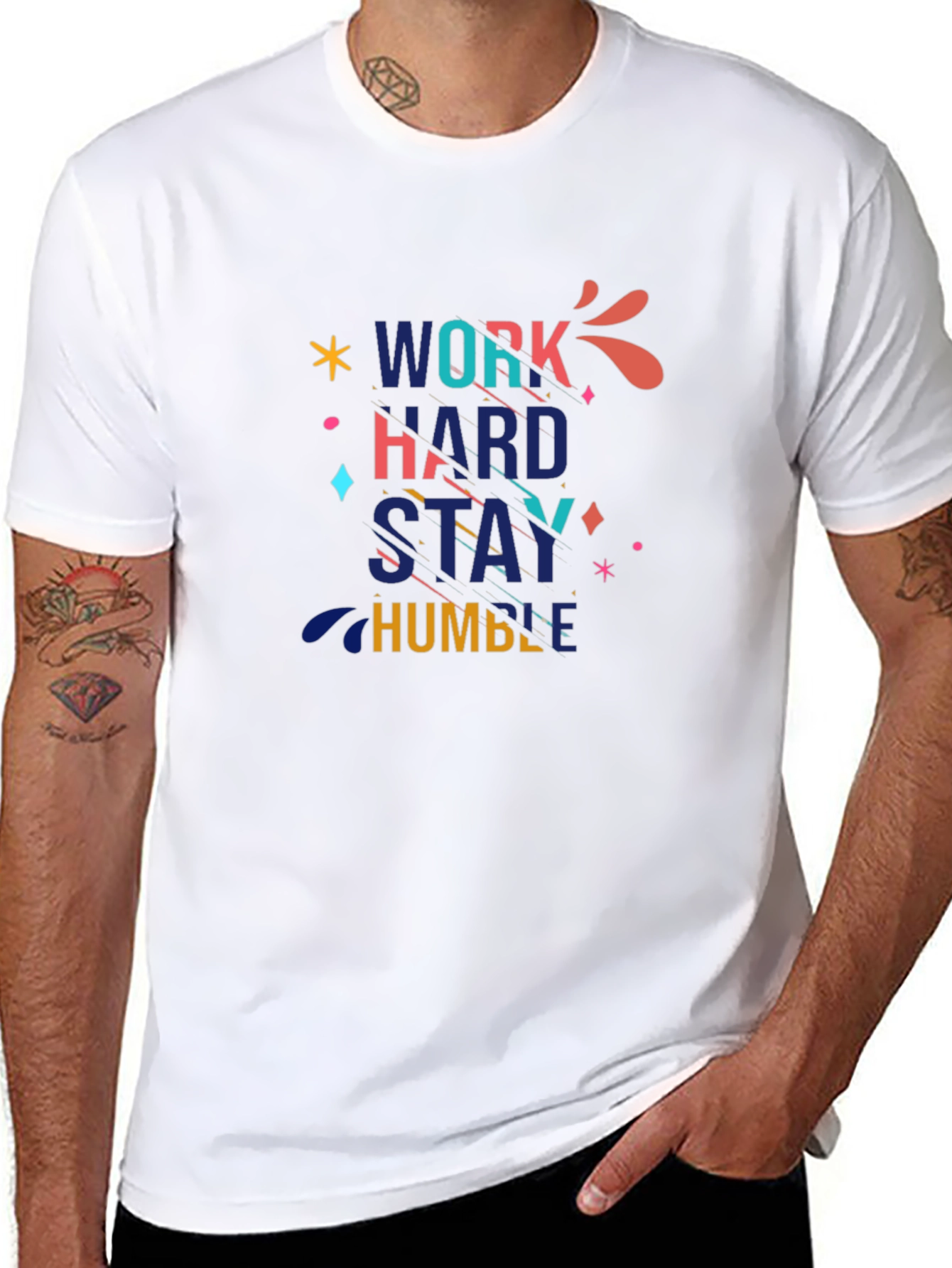 Work Hard Stay Humble Graphic Black T-Shirt