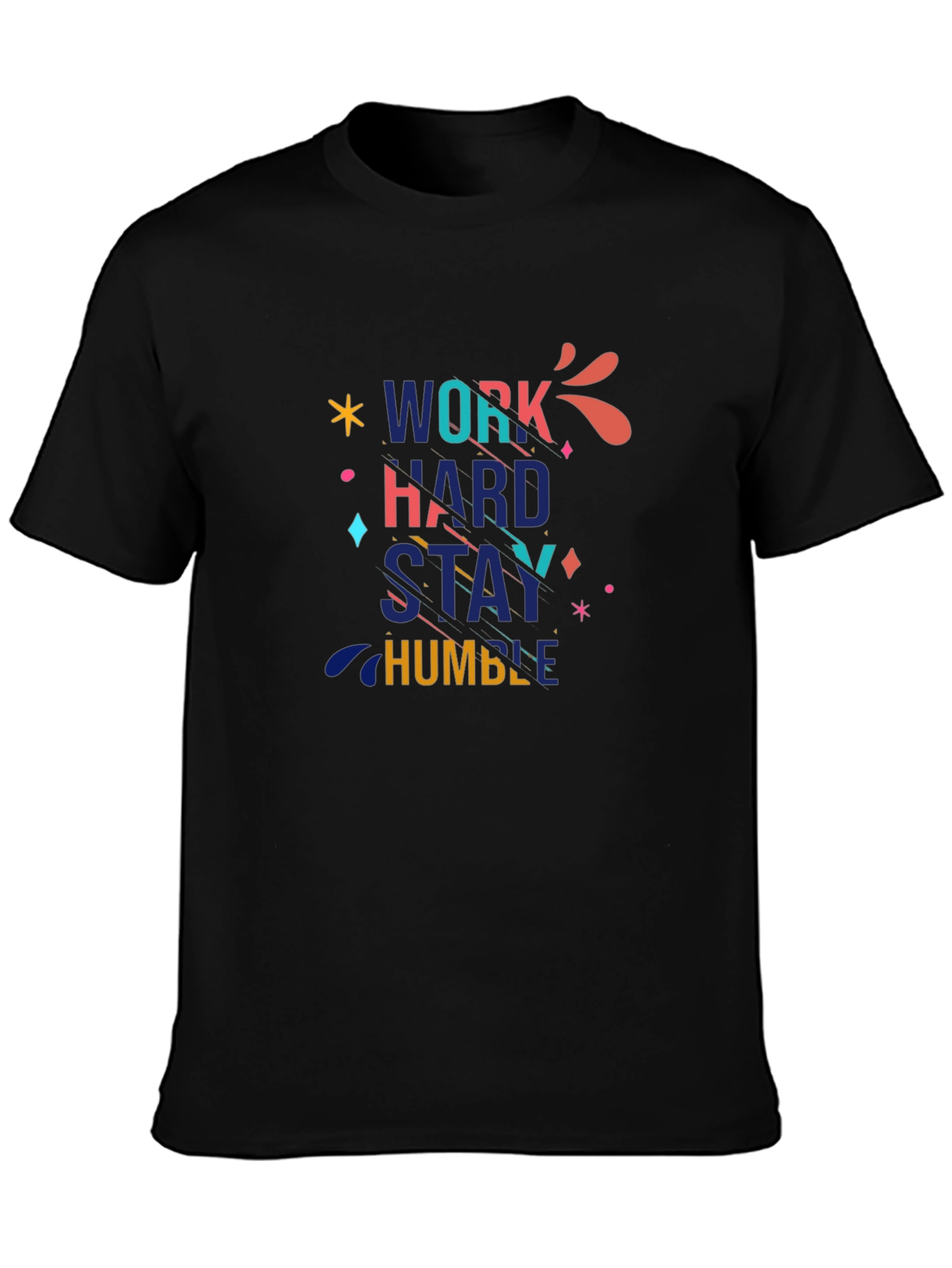 Work Hard Stay Humble Graphic Black T-Shirt