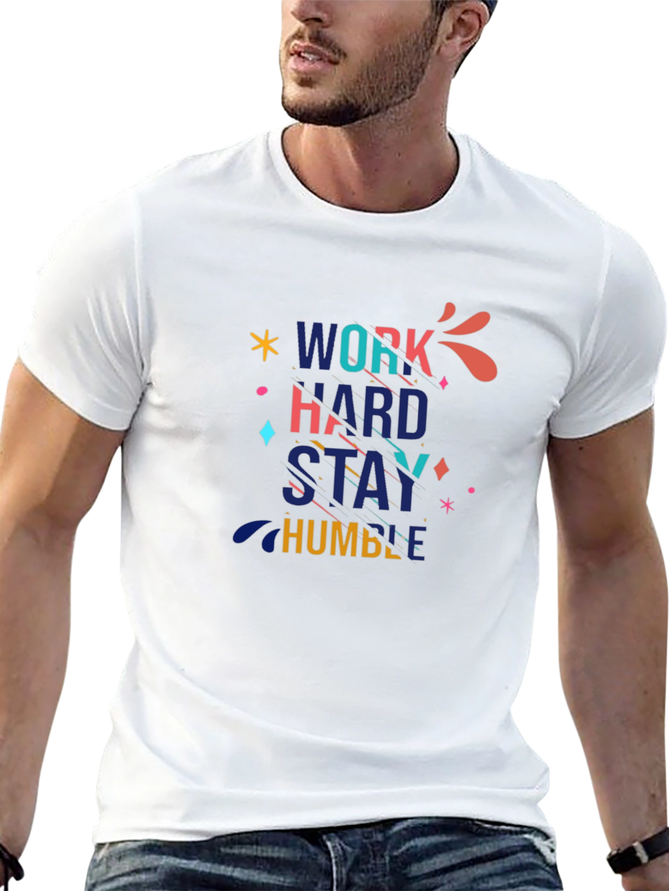Work Hard Stay Humble Graphic Black T-Shirt