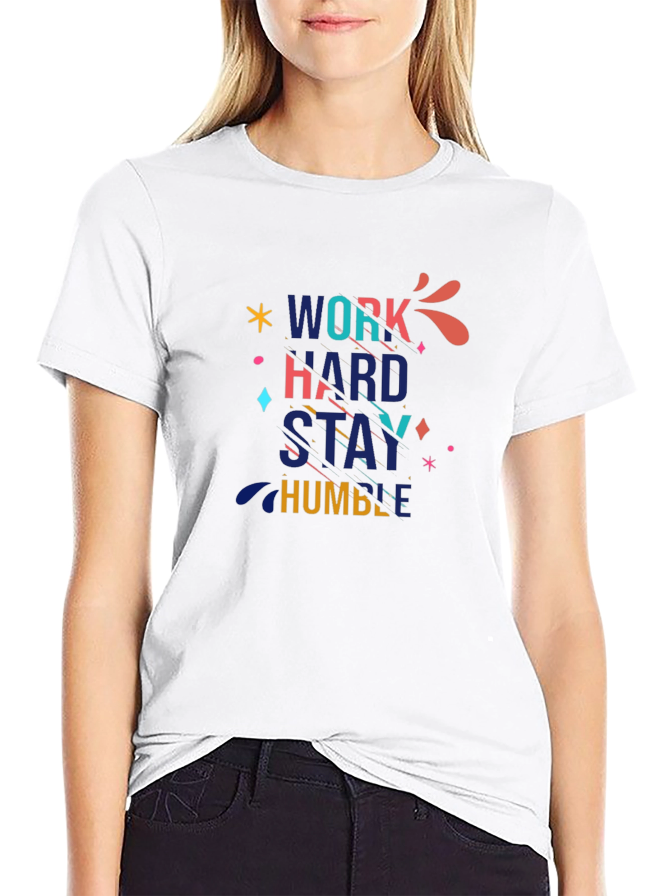 Work Hard Stay Humble Graphic Black T-Shirt