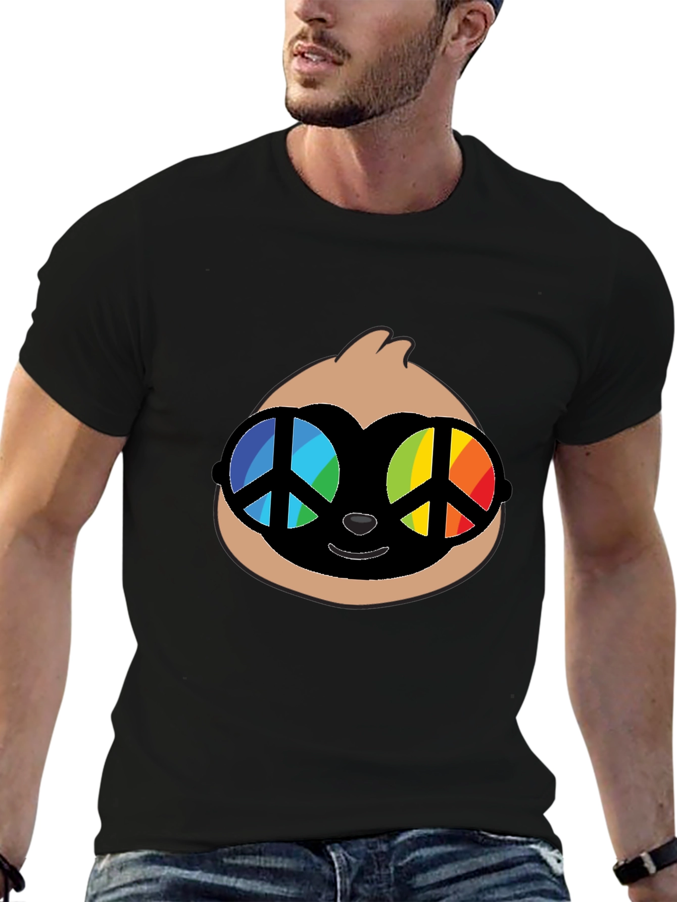 Sloth with Peace Sign Glasses Graphic Tee